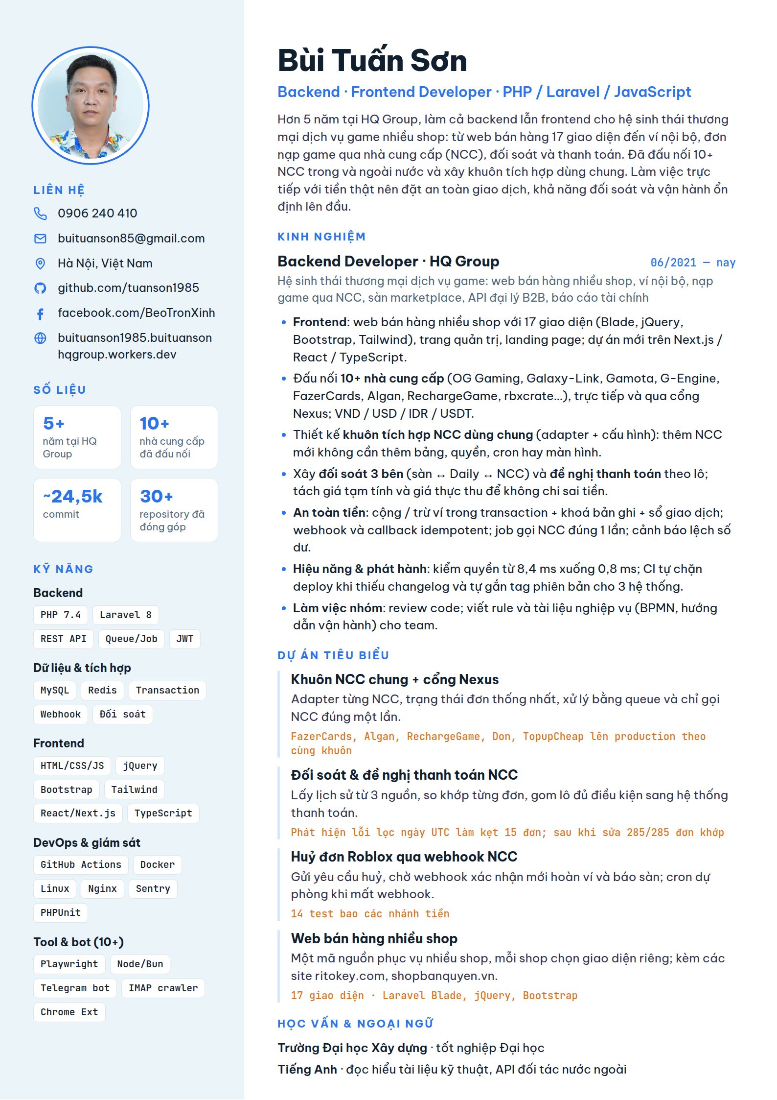 Trang CV của Bùi Tuấn Sơn